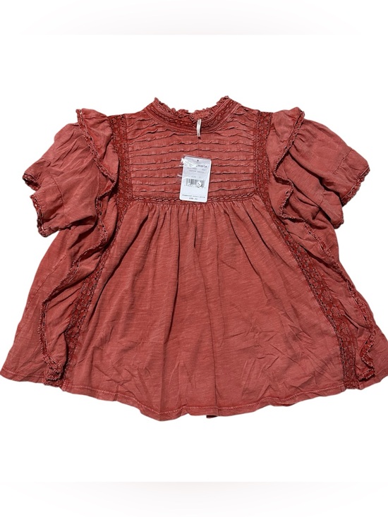 Free People Tops - Free People Rust Ruffle Sleeve Pintuck Blouse
